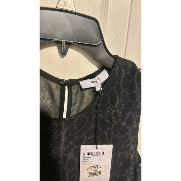 Sheer black Suncoo top with leopard print S - Picture 4 of 6